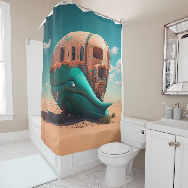Desert Whale House Shower Curtain (In Situ)