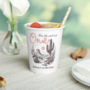 Desert Wild West Western 1st Birthday   Paper Cups