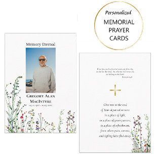 Desert Wildflowers Orthodox Funeral Prayer Card