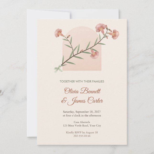 Desert Willow Boho Wedding Invitation (Front)