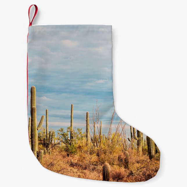 Desert with Saguaro cacti Small Christmas Stocking (Front)