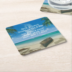 Deserted Beach Ocean View Business Coaster