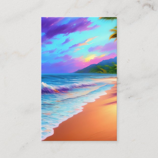 Deserted Beach Sand Waves Sunny Business Card (Front)