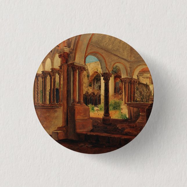 Deserted monastery yard 3 cm round badge (Front)