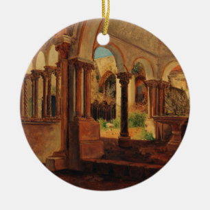 Deserted monastery yard ceramic tree decoration