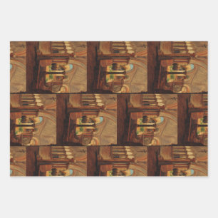 Deserted monastery yard wrapping paper sheet