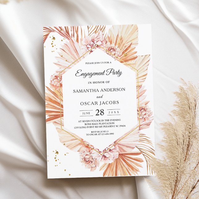 Deserted Terracotta Dried Palm Leaf Orange Frame Invitation (Creator Uploaded)
