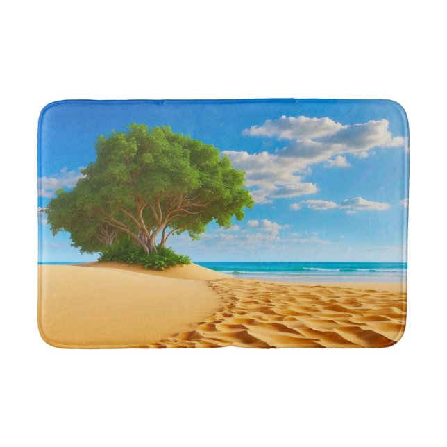 Deserted Tropical Island Sandy Beach  Bath Mat (Front)