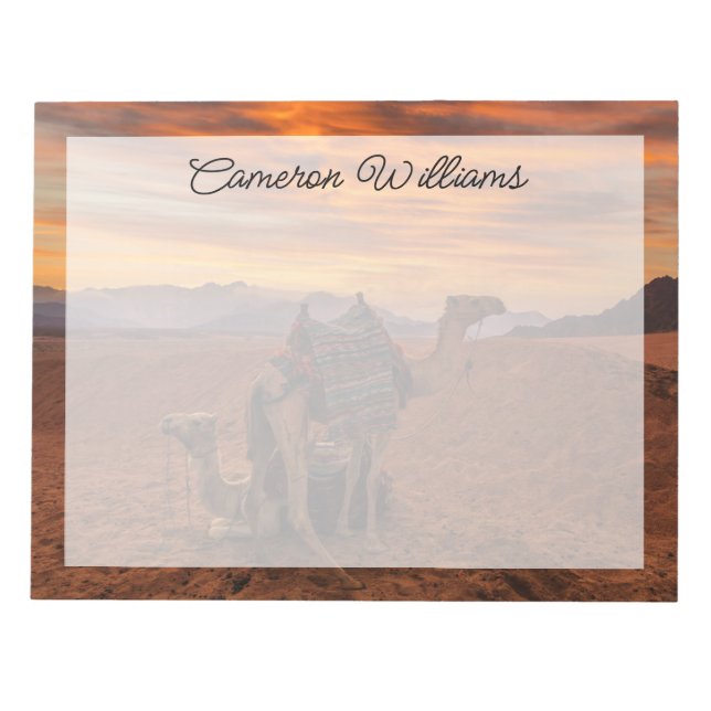 Deserts | Bactrian Camel Egypt Sand Dune Notepad (Front)