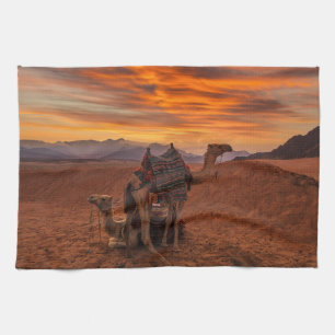 Deserts Bactrian Camel Egypt Sand Dune Tea Towel