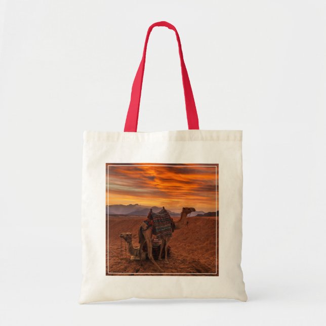 Deserts | Bactrian Camel Egypt Sand Dune Tote Bag (Front)