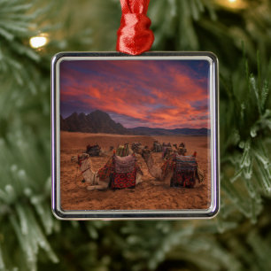 Deserts Camels Sinai Mountains Egypt Metal Tree Decoration