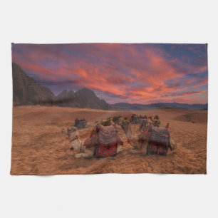 Deserts Camels Sinai Mountains Egypt Tea Towel