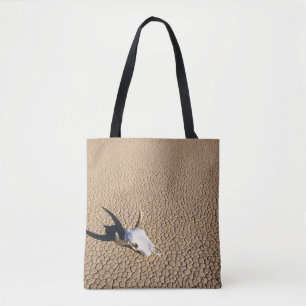 Deserts Cow Skull on the Desert Ground Tote Bag