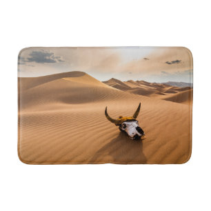 Deserts   Cow Skull Rippled Sand Dunes Bath Mat