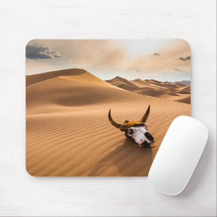 Deserts Cow Skull Rippled Sand Dunes Mouse Pad