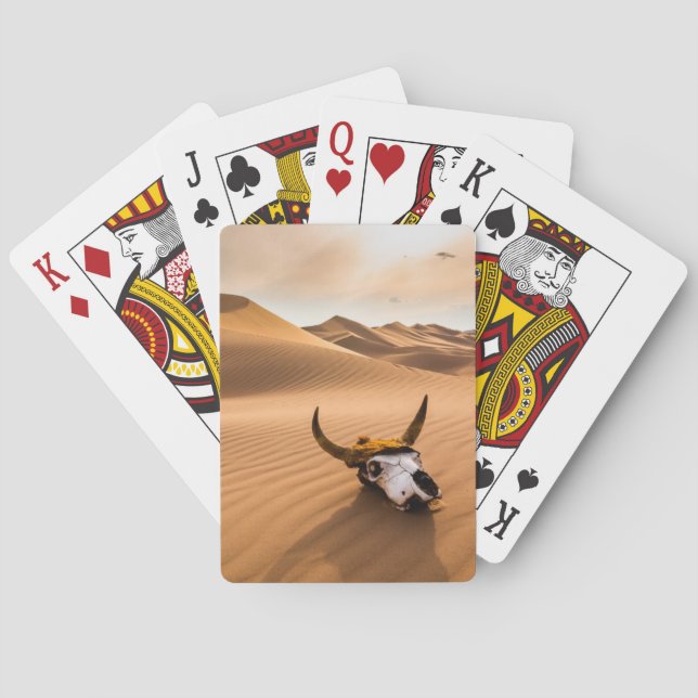 Deserts | Cow Skull Rippled Sand Dunes Playing Cards (Back)