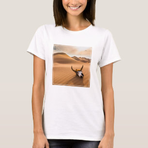 Deserts Cow Skull Rippled Sand Dunes T-Shirt