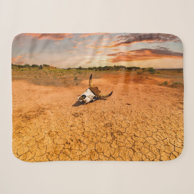 Deserts | Desert with Cow Skull Sherpa Blanket (Front (Horizontal))