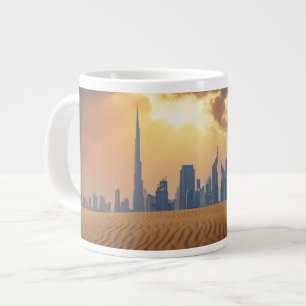 Deserts   Dubai's Skyline View from Sand Dune Large Coffee Mug