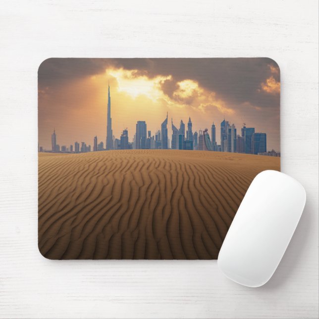 Deserts | Dubai's Skyline View from Sand Dune Mouse Pad (With Mouse)