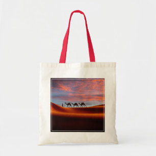 Deserts Man & Camels in the Sand Dunes Tote Bag