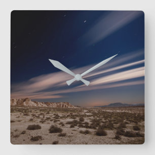 Deserts   Navarre Bardenas Desert at Night Square Wall Clock