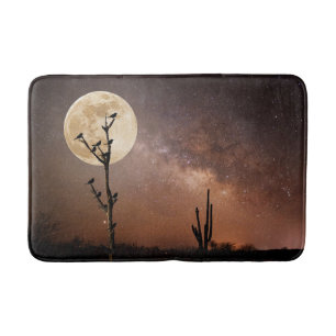 Deserts Saguaro Cactus With Birds in Desert Bath Mat