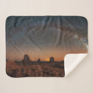 Deserts   Starry Sky Over A Desert Landscape Sherpa Blanket