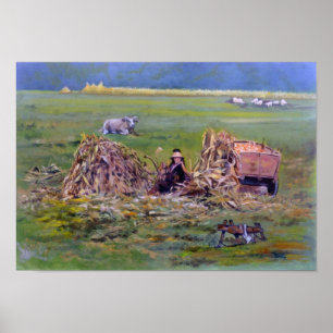 Desgrating maize/Shelling corn Poster