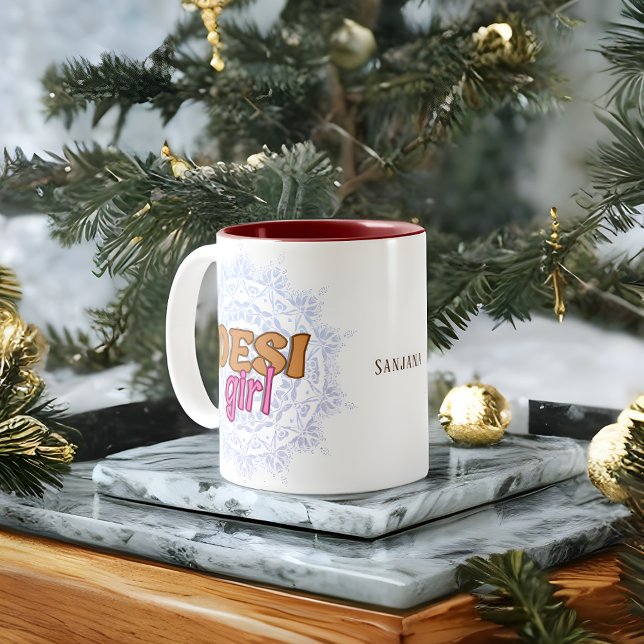 Desi Girl Chakra Name Two-Tone Coffee Mug (Creator Uploaded)