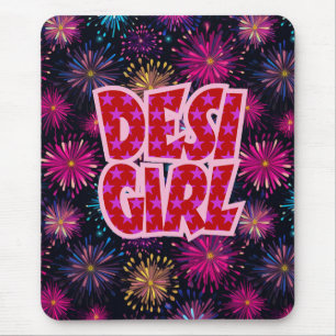 Desi Girl Colourful Fireworks Mouse Pad