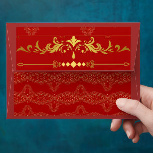 Desi Wedding Style Deep Red Design 2 Envelope
