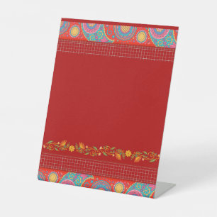 Desi Wedding Style Deep Red Design Pedestal Sign