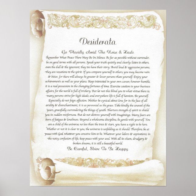 DESIDERATA Antique Florentine Scroll Poster (Front)