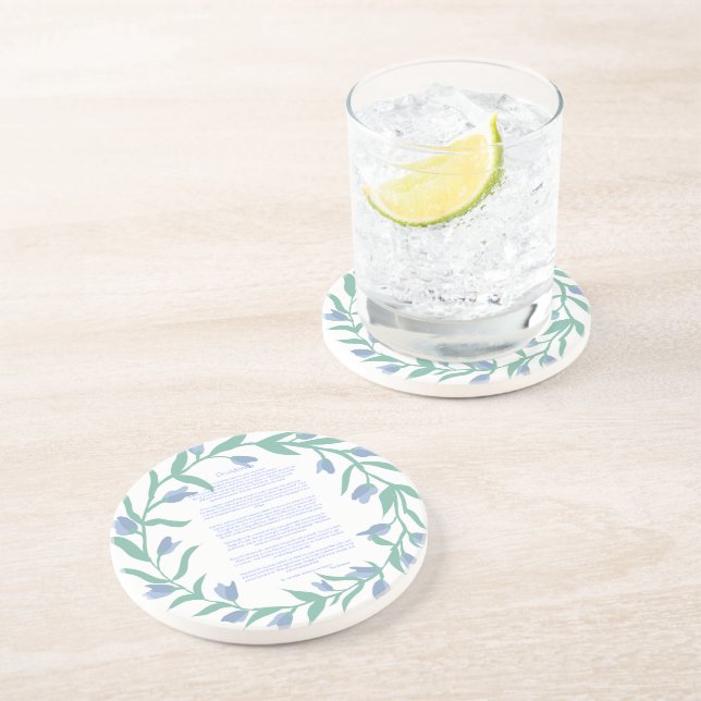 Desiderata Blue Floral Wreath  Coaster (Side)