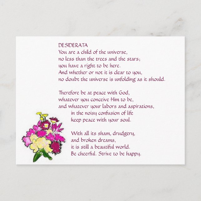 DESIDERATA Bright Bouquet postcard (Front)