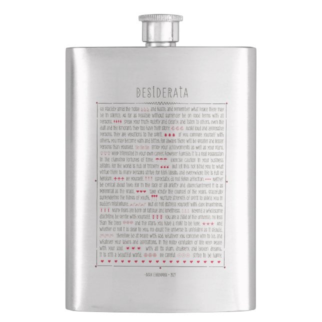 Desiderata by Max Ehrmann Hip Flask (Front)