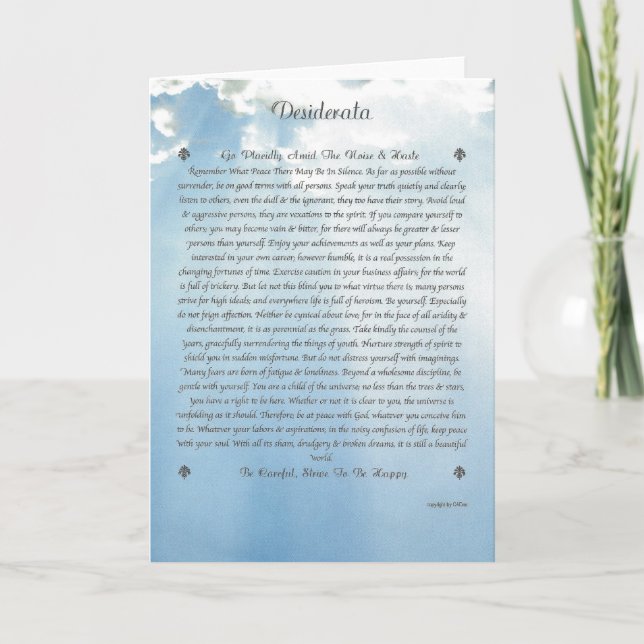 DESIDERATA Card=Clouds Card (Front)