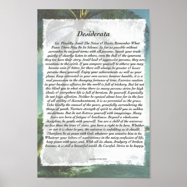 DESIDERATA Careful Palm Beach Poster (Front)