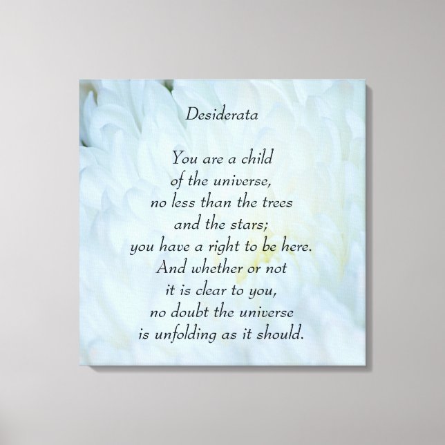 Desiderata Child of Universe Canvas Print (Front)