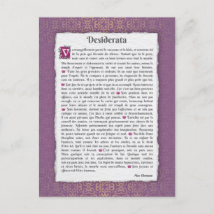 Desiderata - Choses désirées - poème Postcard