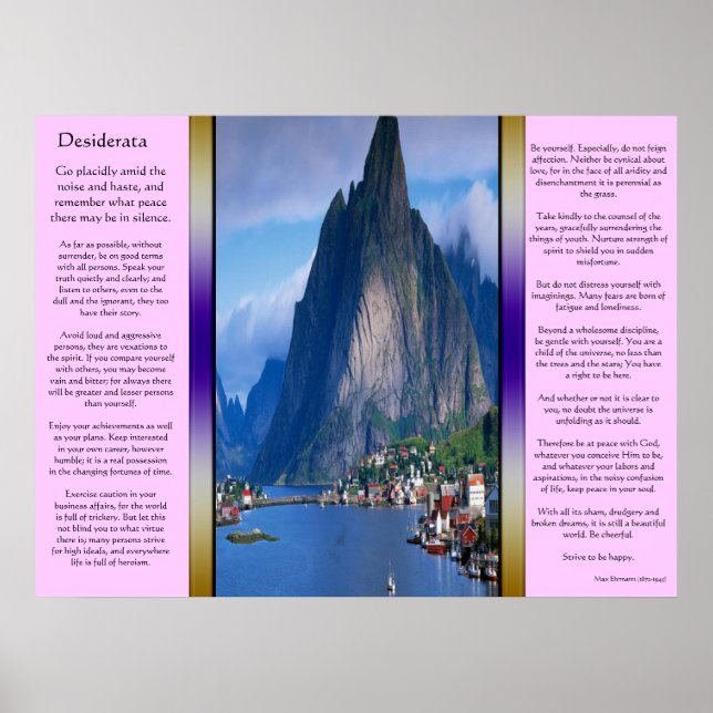Desiderata coastal mountain view poster (Front)