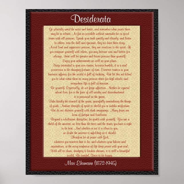 Desiderata "desired things" leather look poster (Front)
