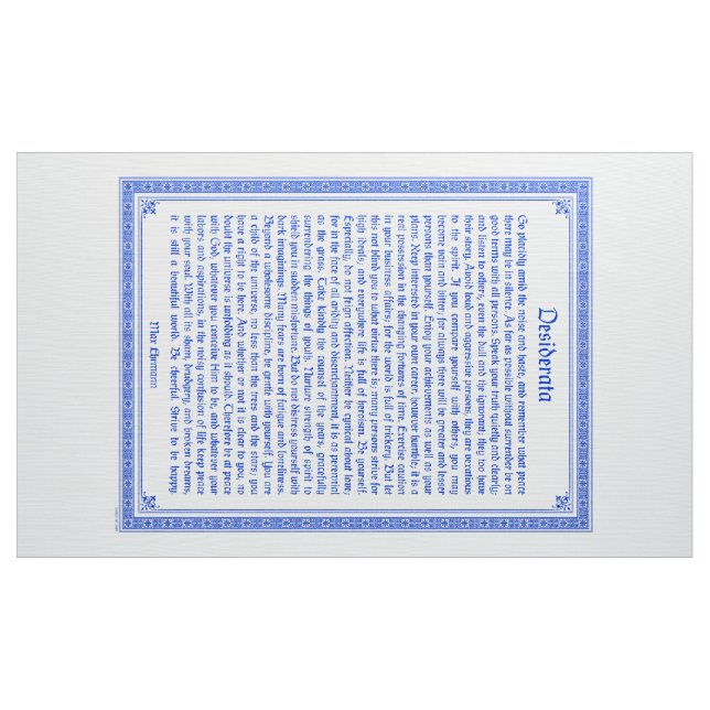 Desiderata fabric print, wall hanging, 3x5 ft (Yard)