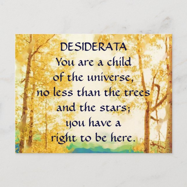 DESIDERATA Faded Aspens postcard (Front)