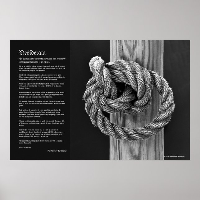 Desiderata - Fine Art Minimalist Knot A Rope Knot Poster (Front)