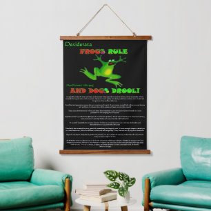 Desiderata Frog with hands and feet jumping  Hanging Tapestry
