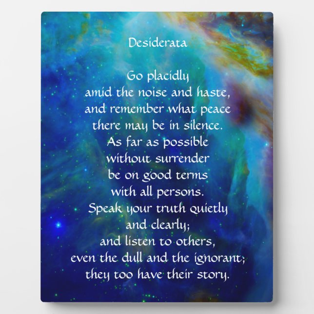 Desiderata Go Placidly Plaque (Front)