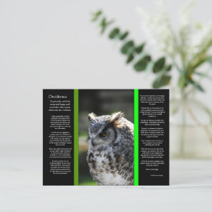 DESIDERATA Great Horn Owl Postcard 6